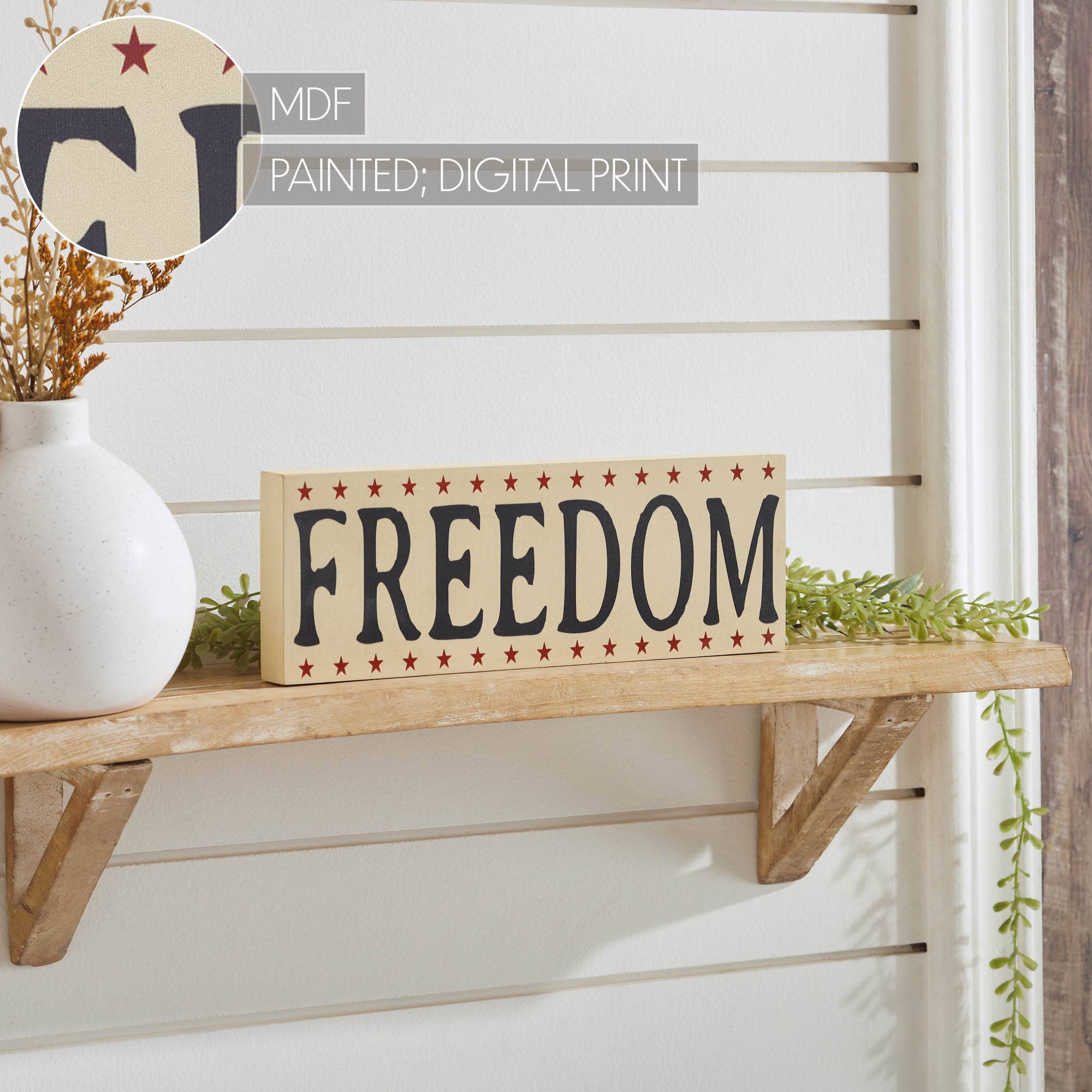 Patriotic FREEDOM Block Sign | Rustic Americana Farmhouse Decor - The Primitive Pineapple Collection