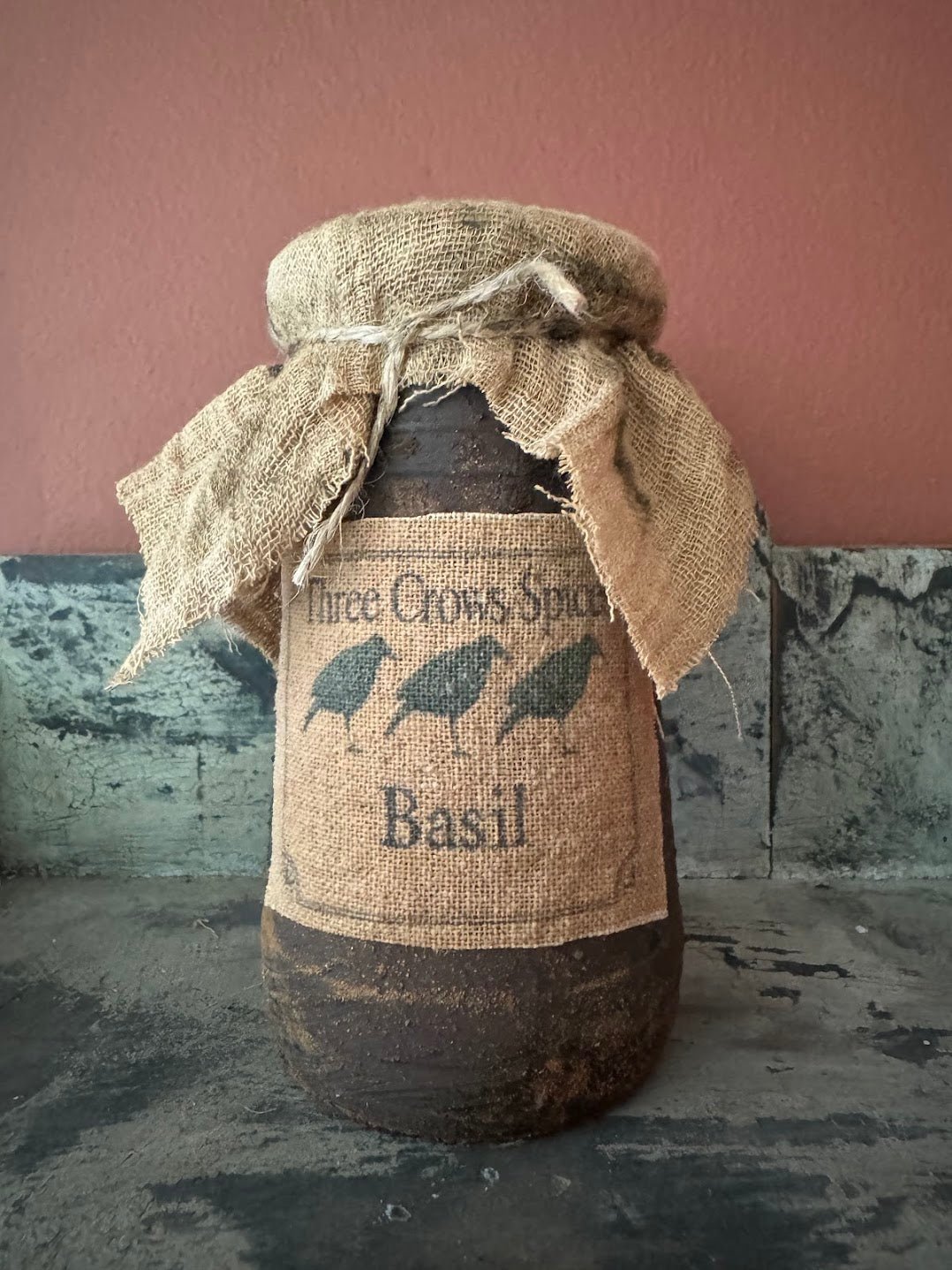 Primitive Colonial Handcrafted Crow Basil Jar - The Primitive Pineapple Collection