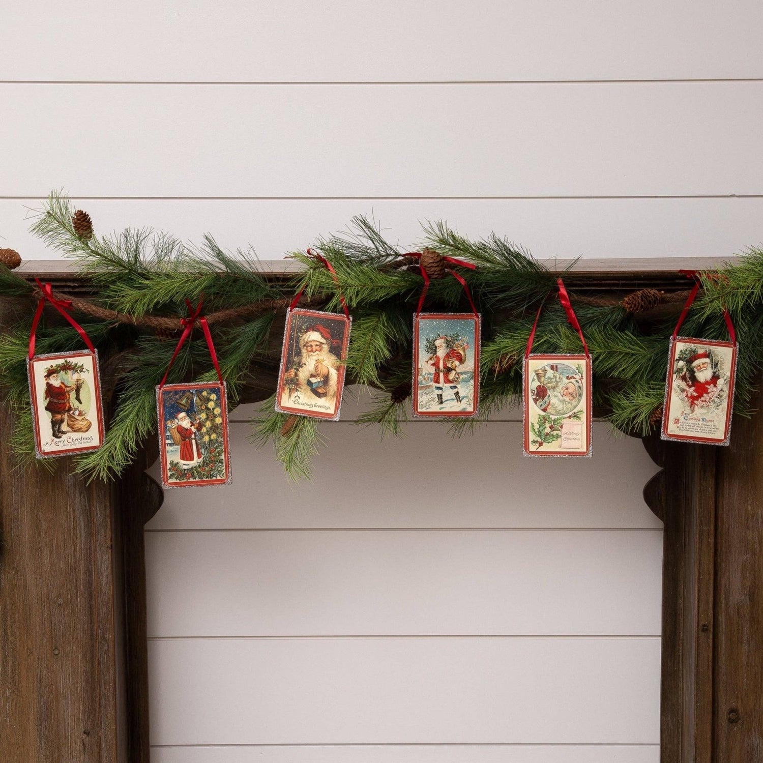 Primitive Christmas Metal Vintage Santa Postcard Ornaments Choice of Design - The Primitive Pineapple Collection