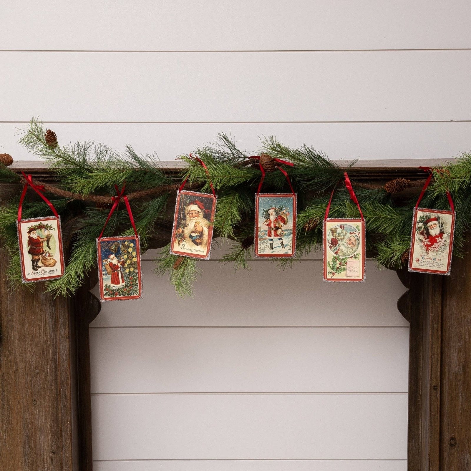 Primitive Christmas Metal Vintage Santa Postcard Ornaments Choice of Design - The Primitive Pineapple Collection