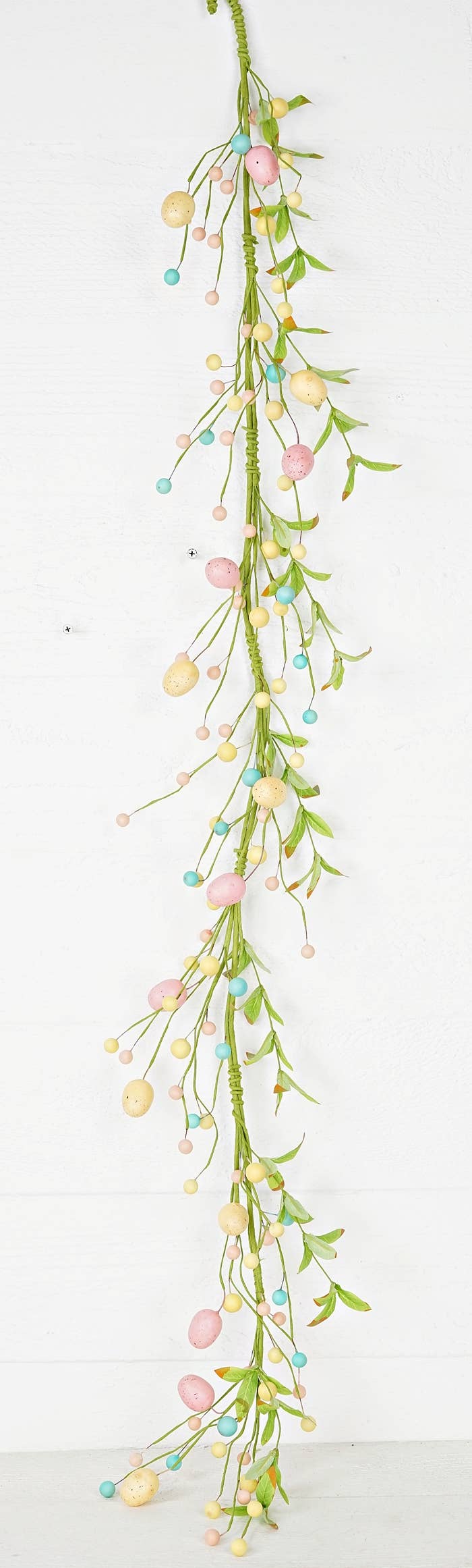 Primitive Farmhouse 4ft Pastel Egg Garland with Willow Leaves