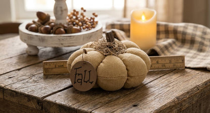 Primitive Mini Stuffed Mossy Top Fall Pumpkin 4"