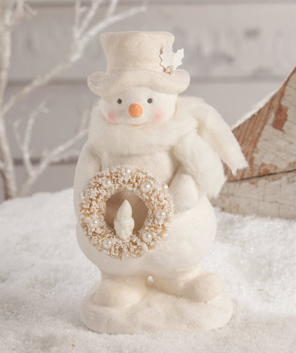 Bethany Lowe Christmas Winter White Snowman with Wreath MA2083
