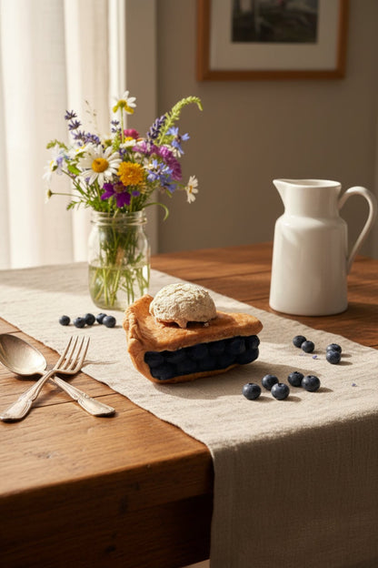 Faux Blueberry Pie Slice with Scoop Ice Cream - Primitive Farmhouse Kitchen Decor - The Primitive Pineapple Collection