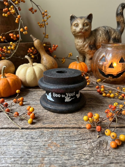 Primitive Wood Spool w/ Halloween Ribbon 4 Designs