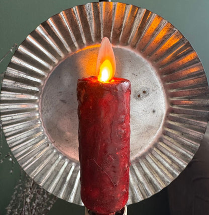 Primitive Country Grungy Burgundy 4" Moving flame Electric Light bulb Candle - The Primitive Pineapple Collection