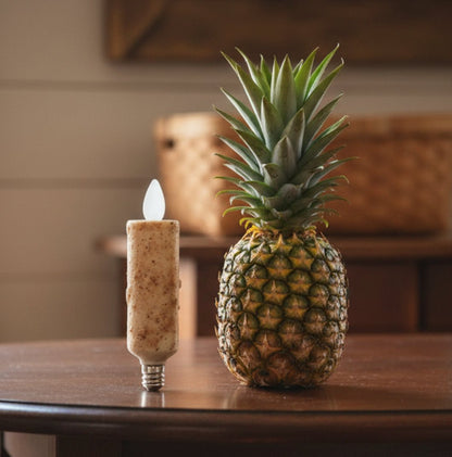 Primitive Grungy Burnt Ivory 4" Moving flame Electric Light bulb - The Primitive Pineapple Collection