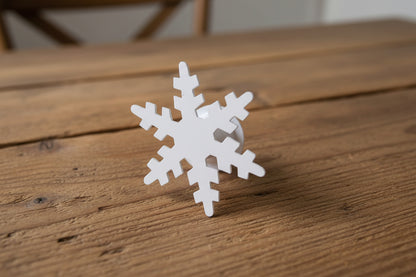 Primitive Christmas Iron White Snowflake Taper Holder