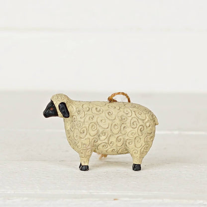 Primitive Farmhouse Wooly Sheep Ornament Shelf Sitter 5&quot; - The Primitive Pineapple Collection