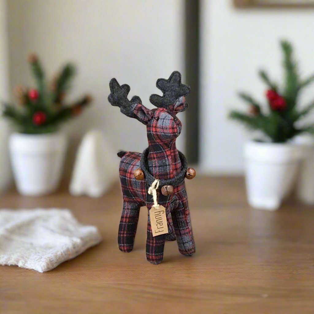 Primitive Country Honey and Me Christmas Franny Small Plaid Reindeer Doll