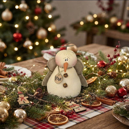 Honey and Me Christmas Love the Snowy Snowman Angel 7" - The Primitive Pineapple Collection