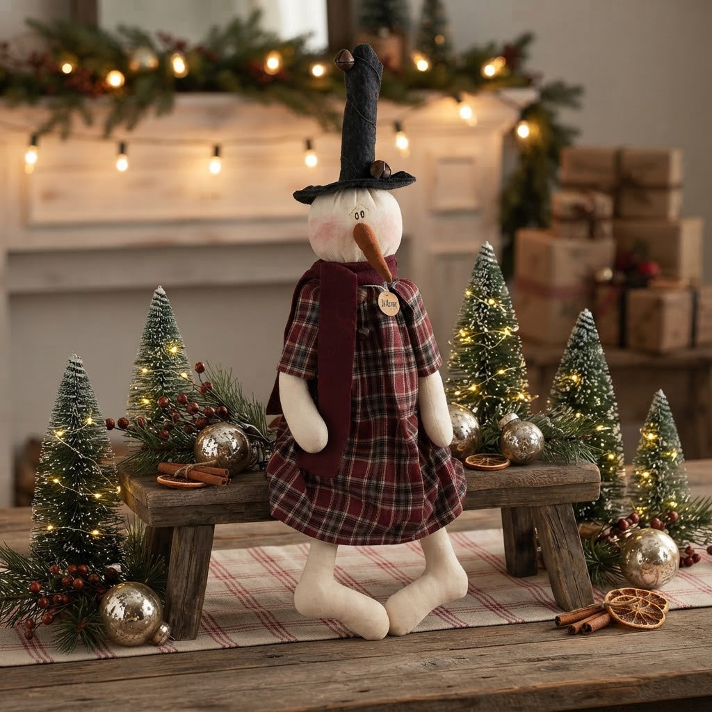 Honey and Me Jolene the Jingle Bell Snowman – 24" Christmas Shelf Sitter