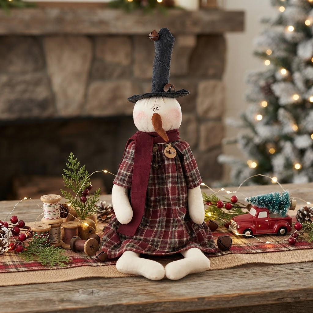 Honey and Me Jolene the Jingle Bell Snowman – 24" Christmas Shelf Sitter