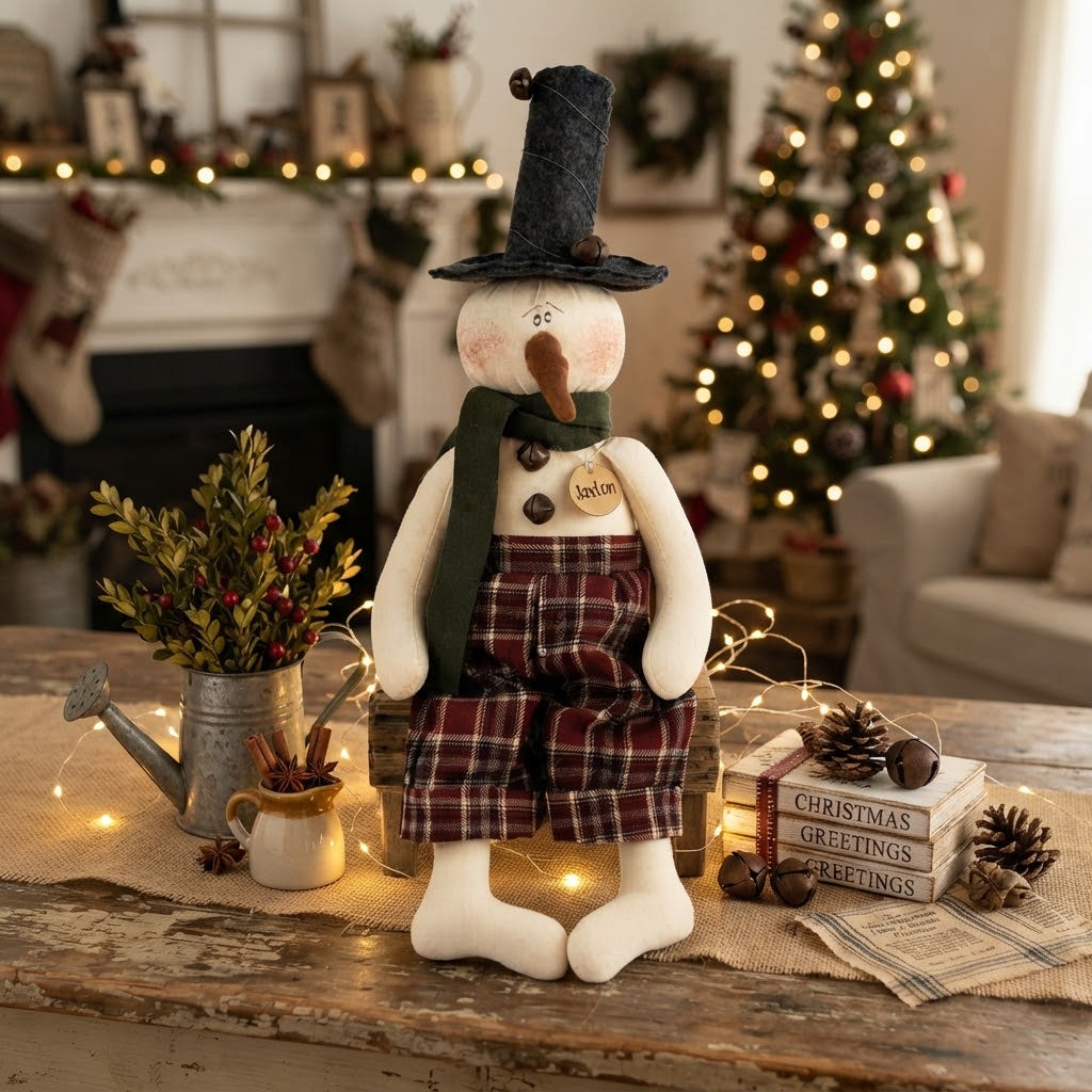 Honey and Me Jaxton the Jingle Bell Snowman – 18"  Christmas Shelf Sitter
