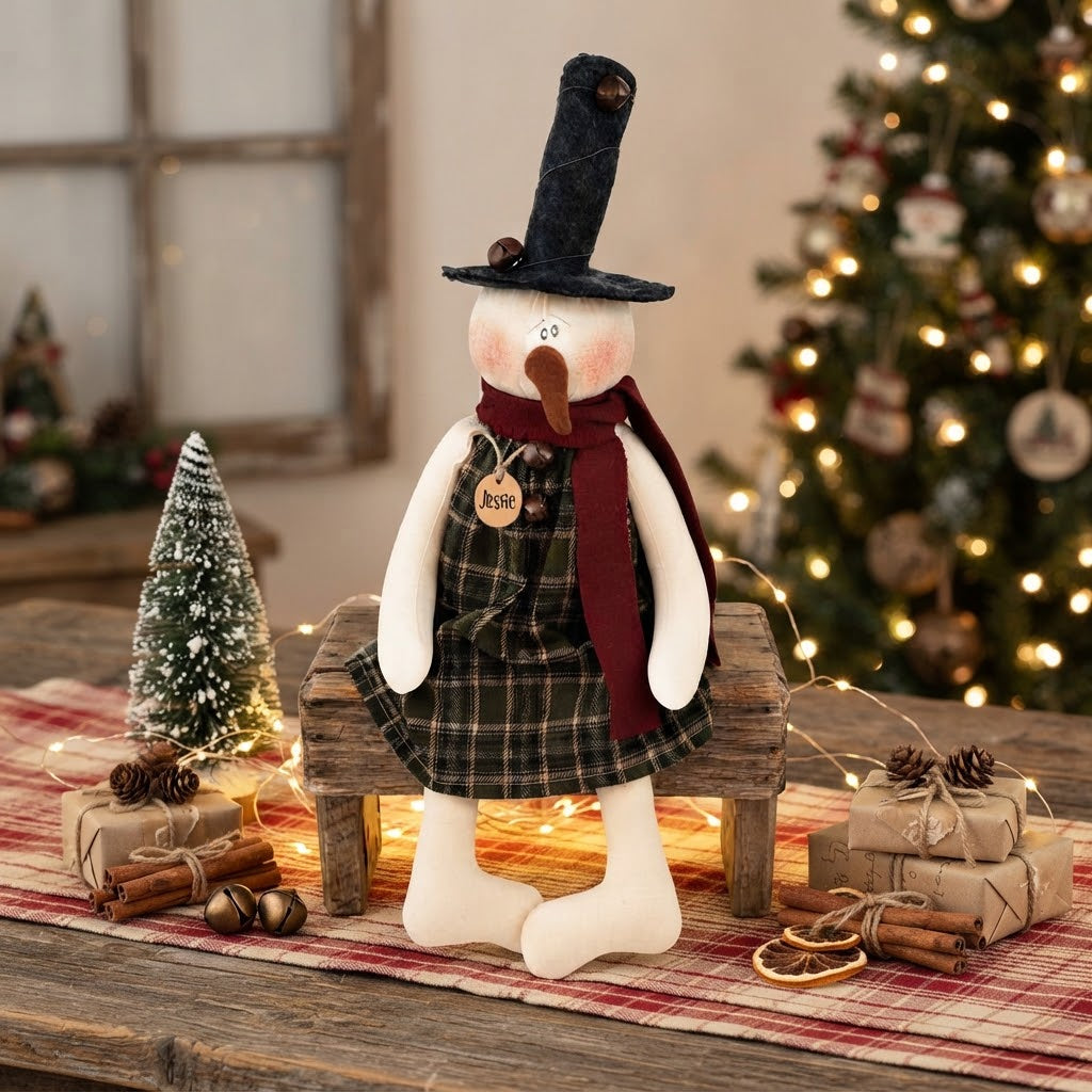 Honey and Me Jessie the Jingle Bell Snowman – 18"  Christmas Shelf Sitter