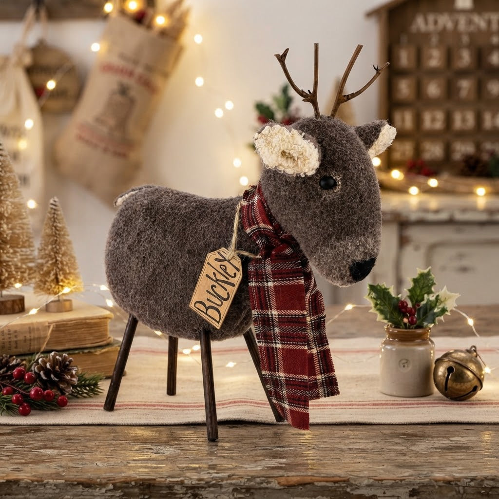 Honey and Me Buckley the White Tailed Deer – 9.5" Primitive Christmas