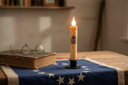 Primitive Handcrafted USA 250 Anniversary Flag LED Timer Taper Candle - The Primitive Pineapple Collection