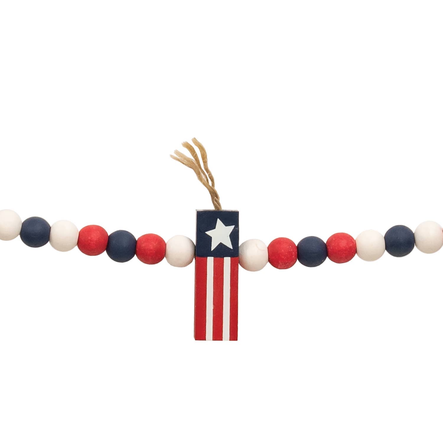 30" Wooden Beaded Firecracker Garland - 4th of July Patriotic Farmhouse Decor - The Primitive Pineapple Collection