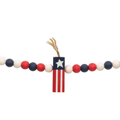 30" Wooden Beaded Firecracker Garland - 4th of July Patriotic Farmhouse Decor - The Primitive Pineapple Collection