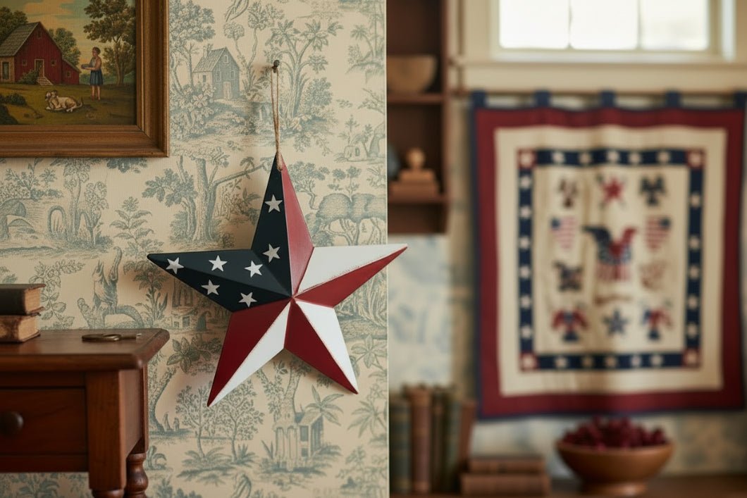 Farmhouse 5.5" Americana Star Ornament - The Primitive Pineapple Collection