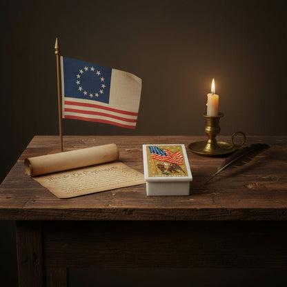 American Flag - Bald Eagle White Soapstone Decorative Box - The Primitive Pineapple Collection
