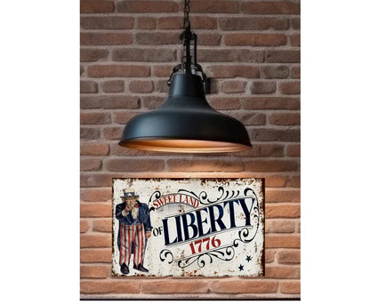 Uncle Sam Sweet Land of Liberty Metal Sign 12x8 - The Primitive Pineapple Collection