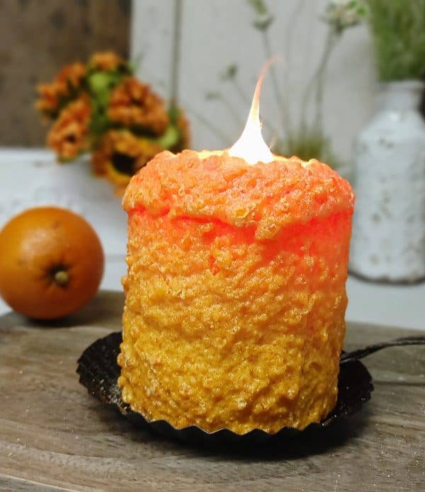 Primitive Country Handcrafted Electric Hearth Orange Cranberry Electric Candle