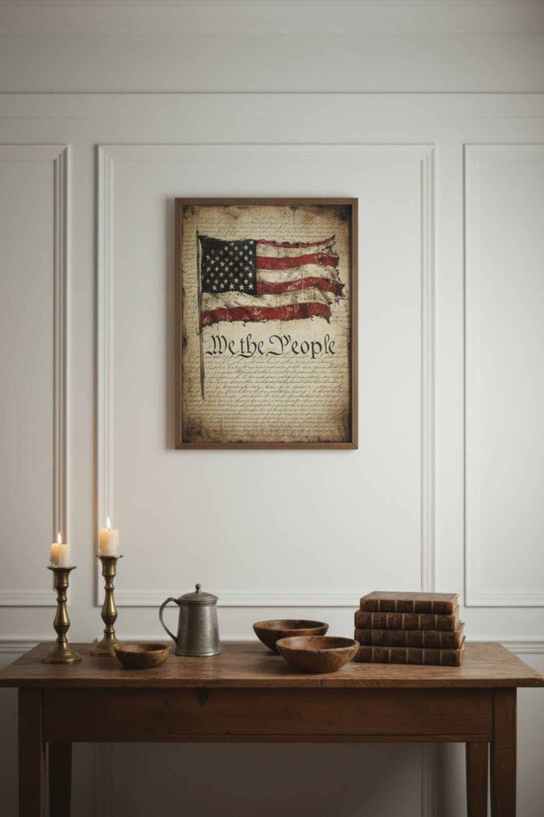 Primitive American Flag Wall Decor - We The People 8x12 Metal Sign - The Primitive Pineapple Collection