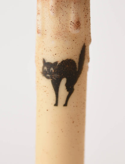 Primitive Handcrafted  Scaredy Cat Silhouette Flicker LED Timer Taper Candle