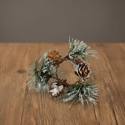 Primitive Christmas 1.25" Snowy Pine &amp; Cone Ring - The Primitive Pineapple Collection