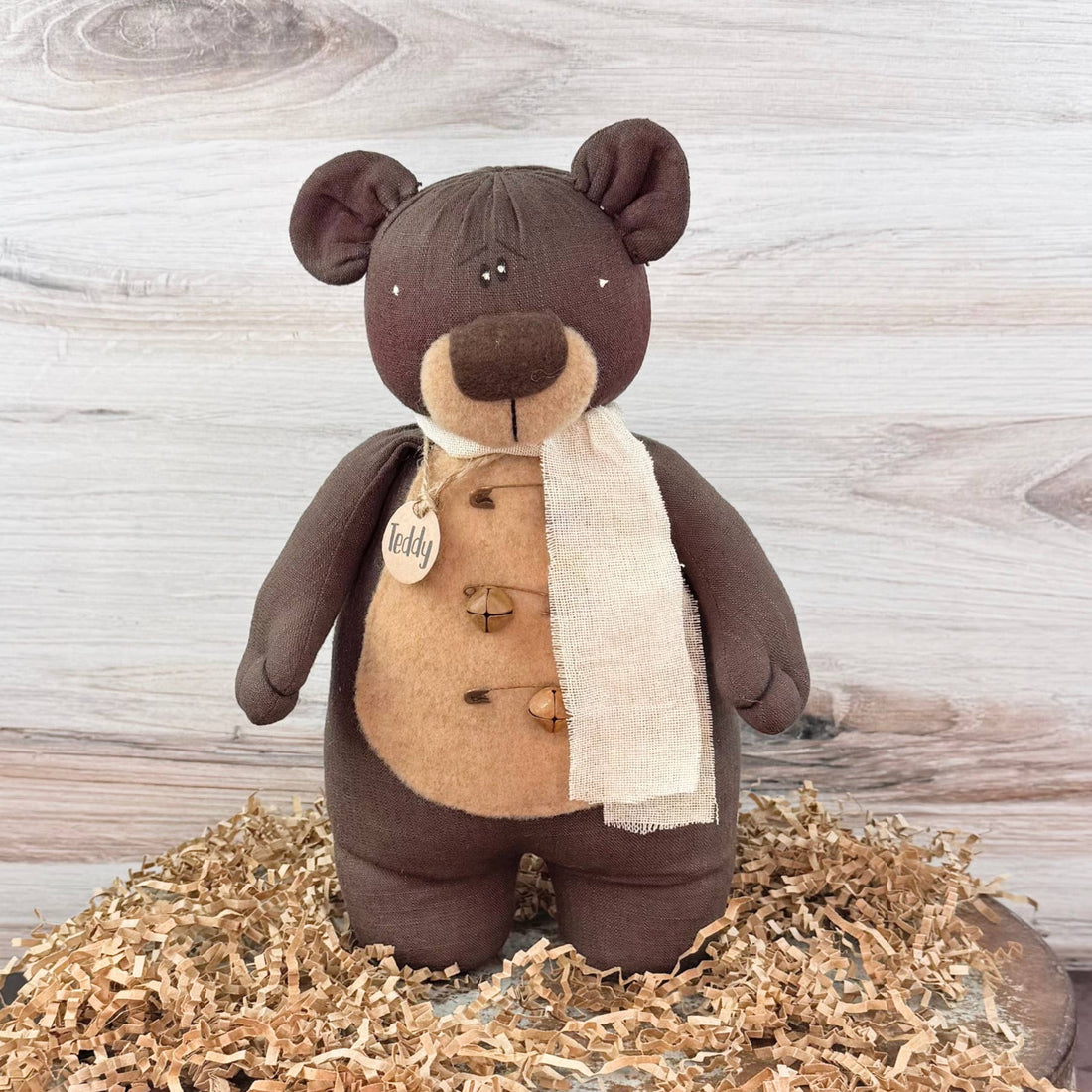 Honey and Me Farmhouse Teddy the Tattered Teddy Bear - The Primitive Pineapple Collection