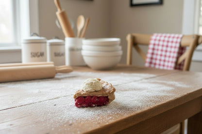 Faux Cherry Pie Slice with Scoop Ice Cream - Primitive Farmhouse Kitchen Decor - The Primitive Pineapple Collection