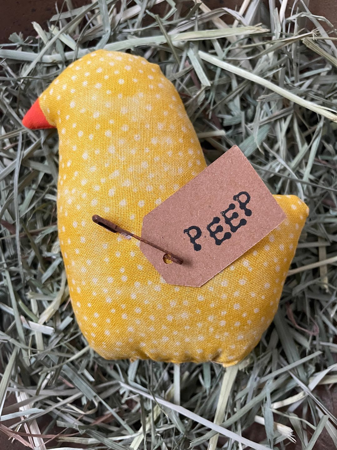 Handcrafted USA Spring Fabric Easter Chick w/ Tag Bowl Filler - The Primitive Pineapple Collection