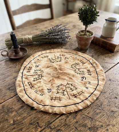 Primitive Handmade USA 8" Sheep and Willow Tree Candle Mat - The Primitive Pineapple Collection
