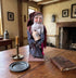 Handcrafted by Michelle Early American Blue Suit Santa w/Crock Clay Face Doll Stand 19" - The Primitive Pineapple Collection