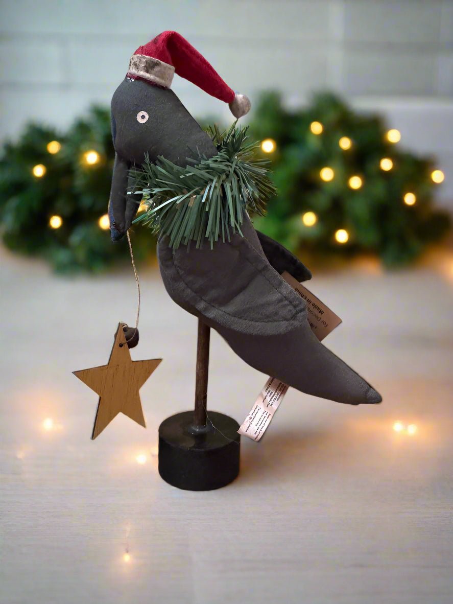 Primitive Rustic Christmas Crow Sitter DISCOUNTED - The Primitive Pineapple Collection