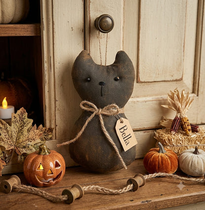 Primitive Fall Halloween Bella Black Cat Ornament