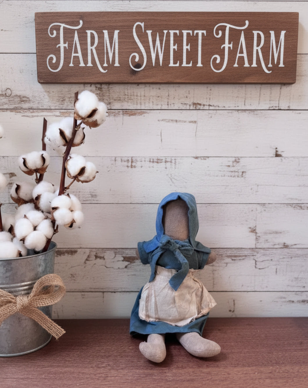 Primitive Handcrafted Folk Art 8.5" Amish Doll