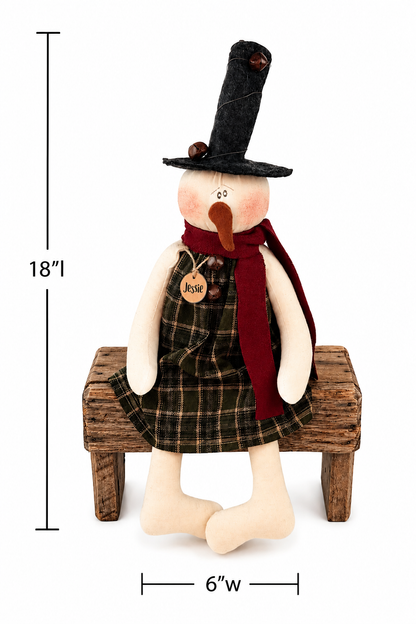 Honey and Me Jessie the Jingle Bell Snowman – 18"  Christmas Shelf Sitter