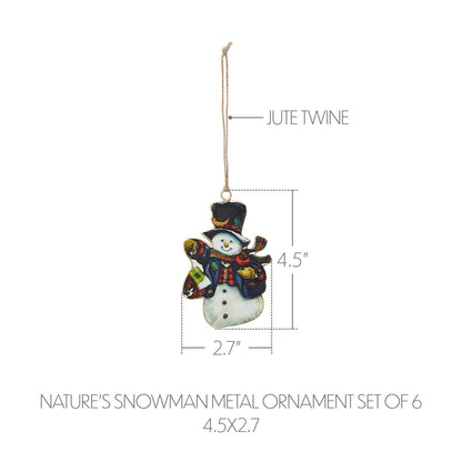 Primitive Retro Vintage Look Snowman Metal Ornament 4.5 inch - The Primitive Pineapple Collection