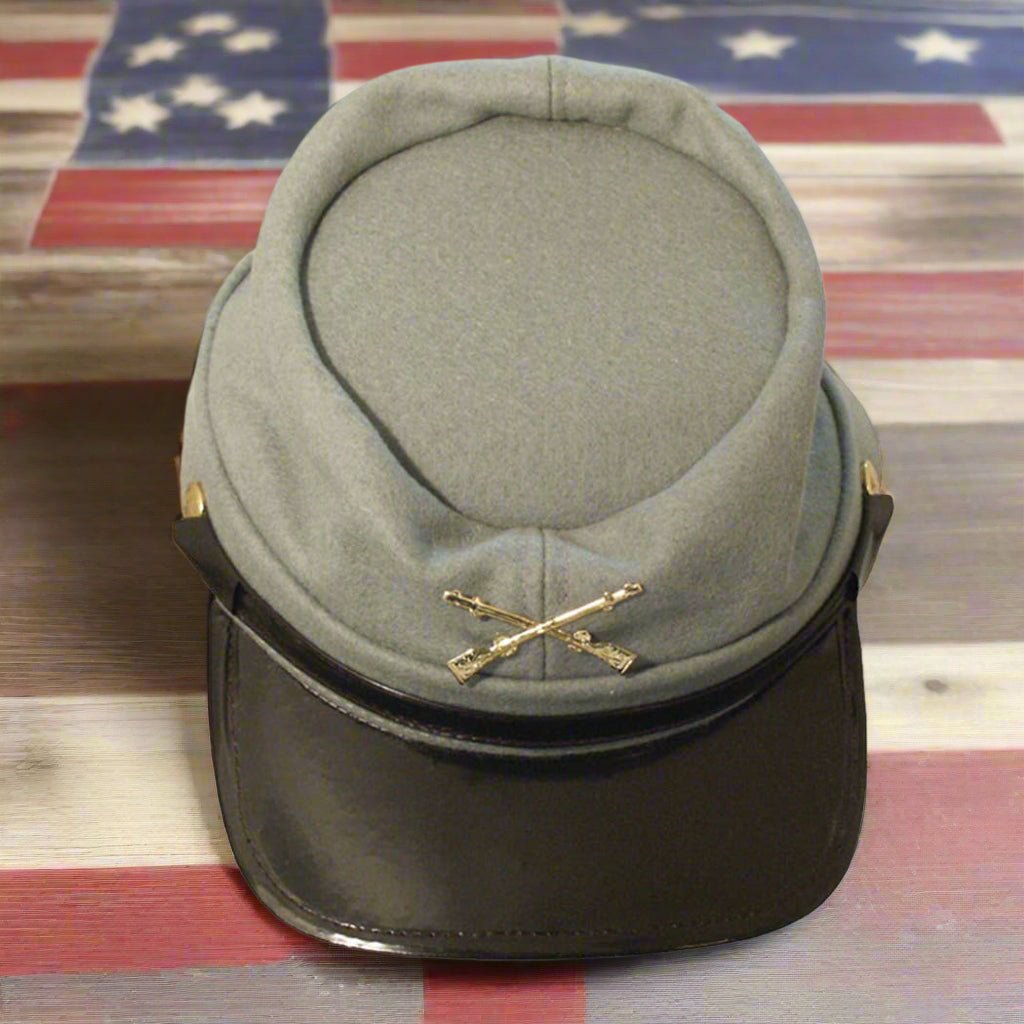 Primitive Colonial Civil War Reproduction Gray Wool Fatigue Kepi Cap - The Primitive Pineapple Collection