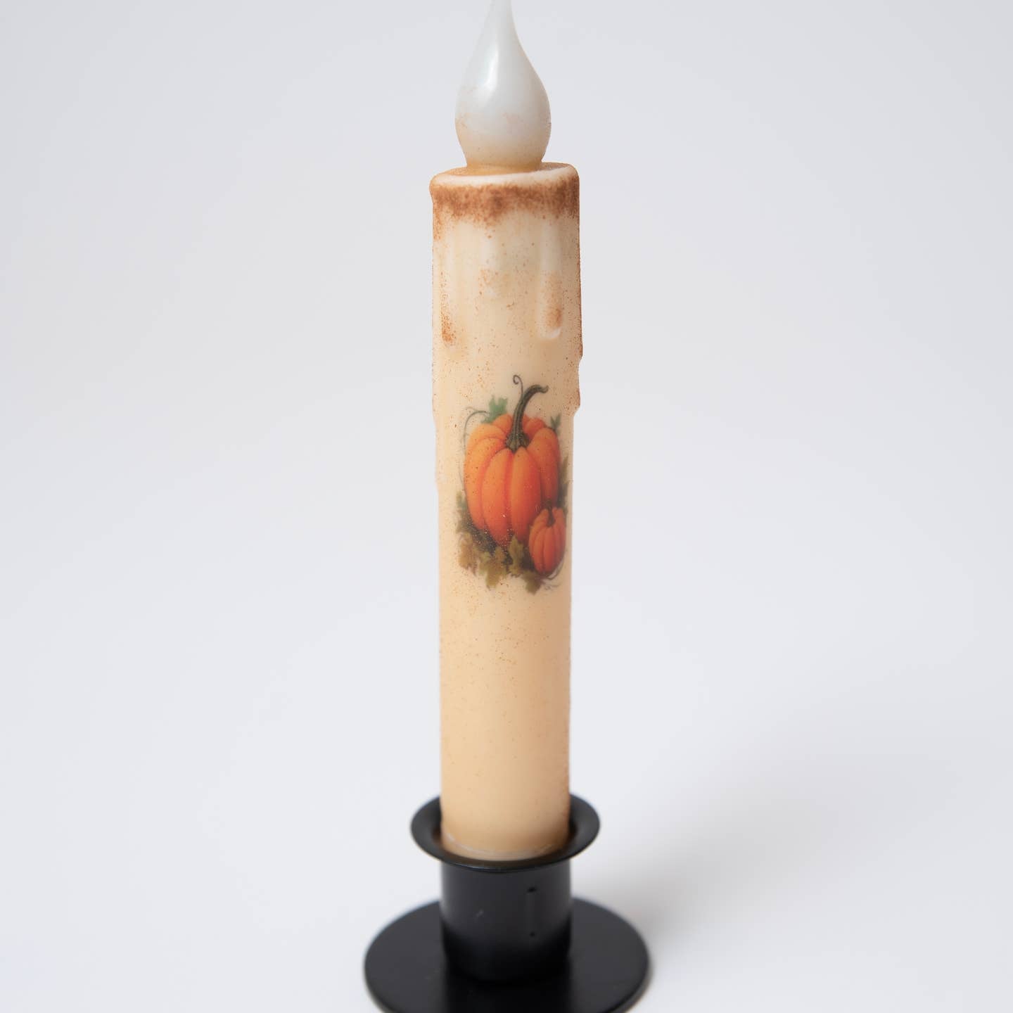 Primitive Handcrafted 7&quot; Pumpkin Patch Battery Led Timer Taper Candle - The Primitive Pineapple Collection