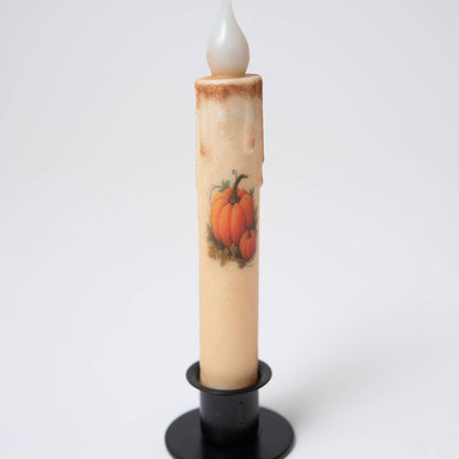Primitive Handcrafted 7&quot; Pumpkin Patch Battery Led Timer Taper Candle - The Primitive Pineapple Collection