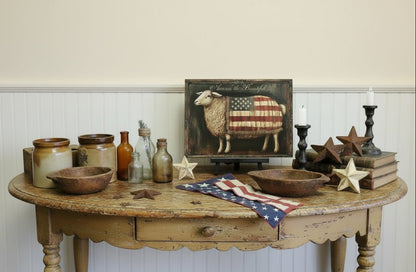 Americana Sheep Metal Sign America The Beautiful Wall Decor 12x8 - The Primitive Pineapple Collection