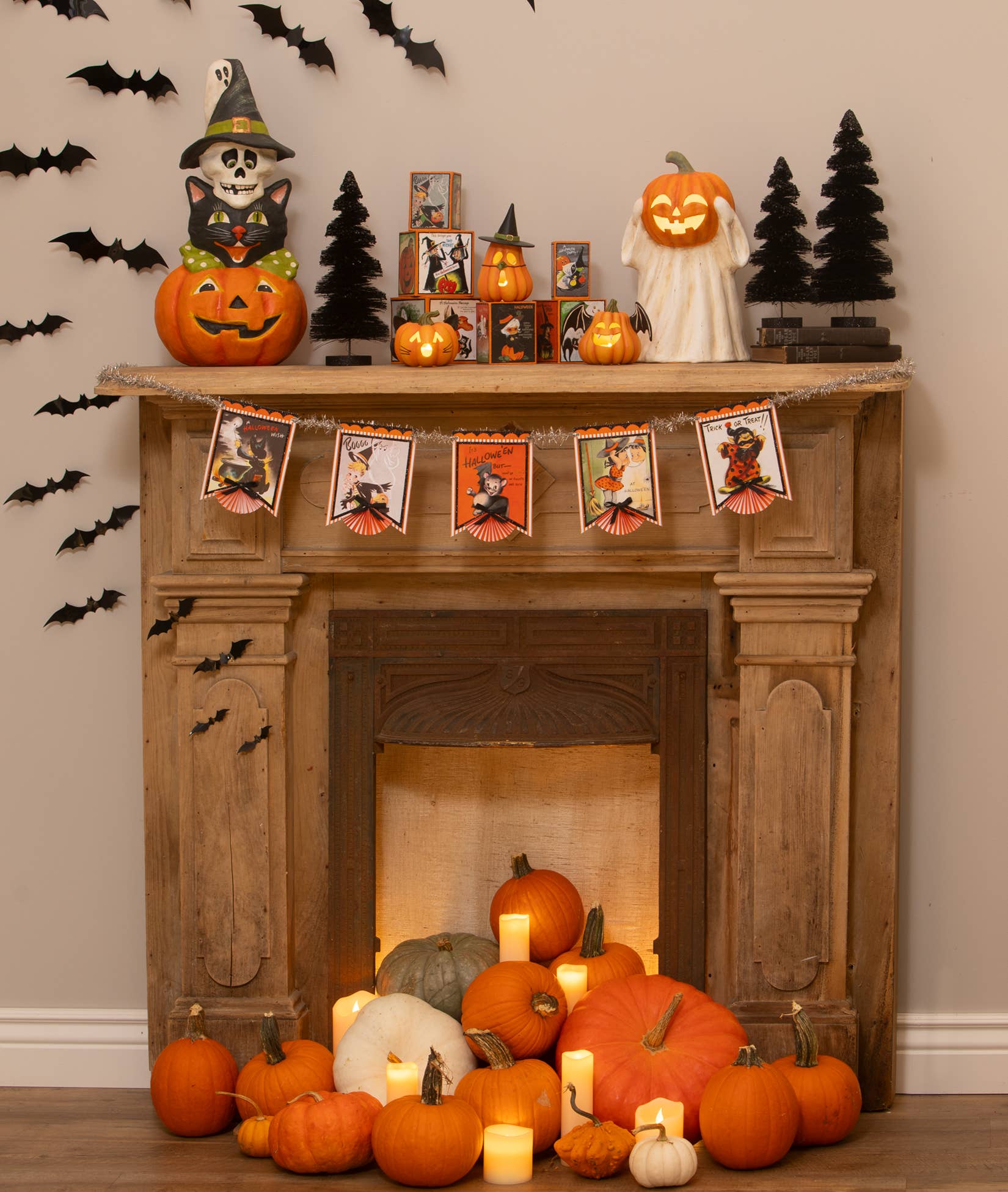 Bethany Lowe Halloween Pumpkin Bat Luminary TF4249 - The Primitive Pineapple Collection