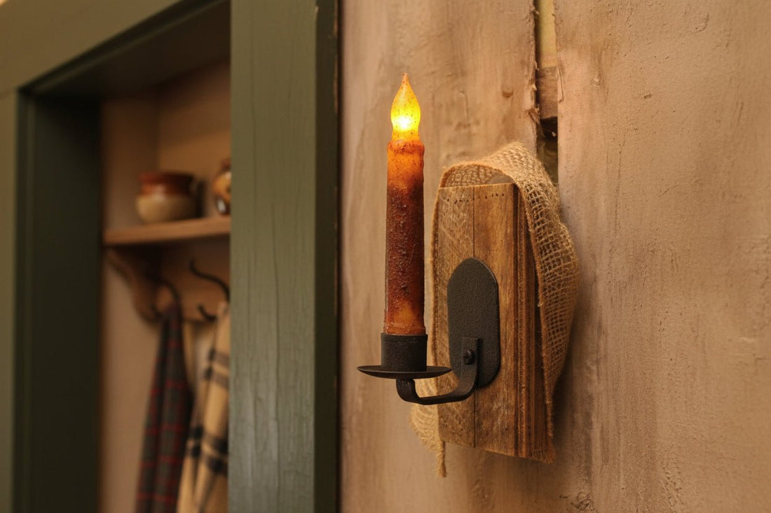 Primitive Farmhouse Small Iron Taper Wall Sconce
