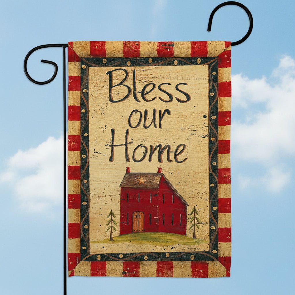 Farmhouse Bless Our Home Country Living Primitive Sweet Decor Flag - The Primitive Pineapple Collection