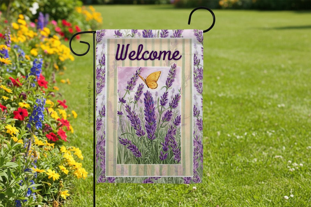 Farmhouse Lavender Garden Floral Decor Flag - The Primitive Pineapple Collection