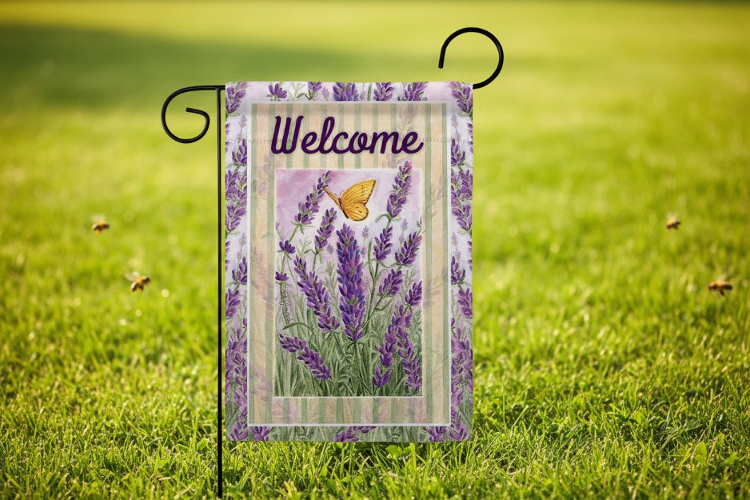 Farmhouse Lavender Garden Floral Decor Flag - The Primitive Pineapple Collection