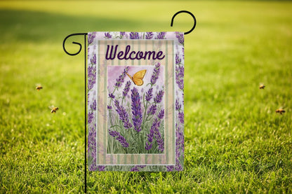 Farmhouse Lavender Garden Floral Decor Flag - The Primitive Pineapple Collection